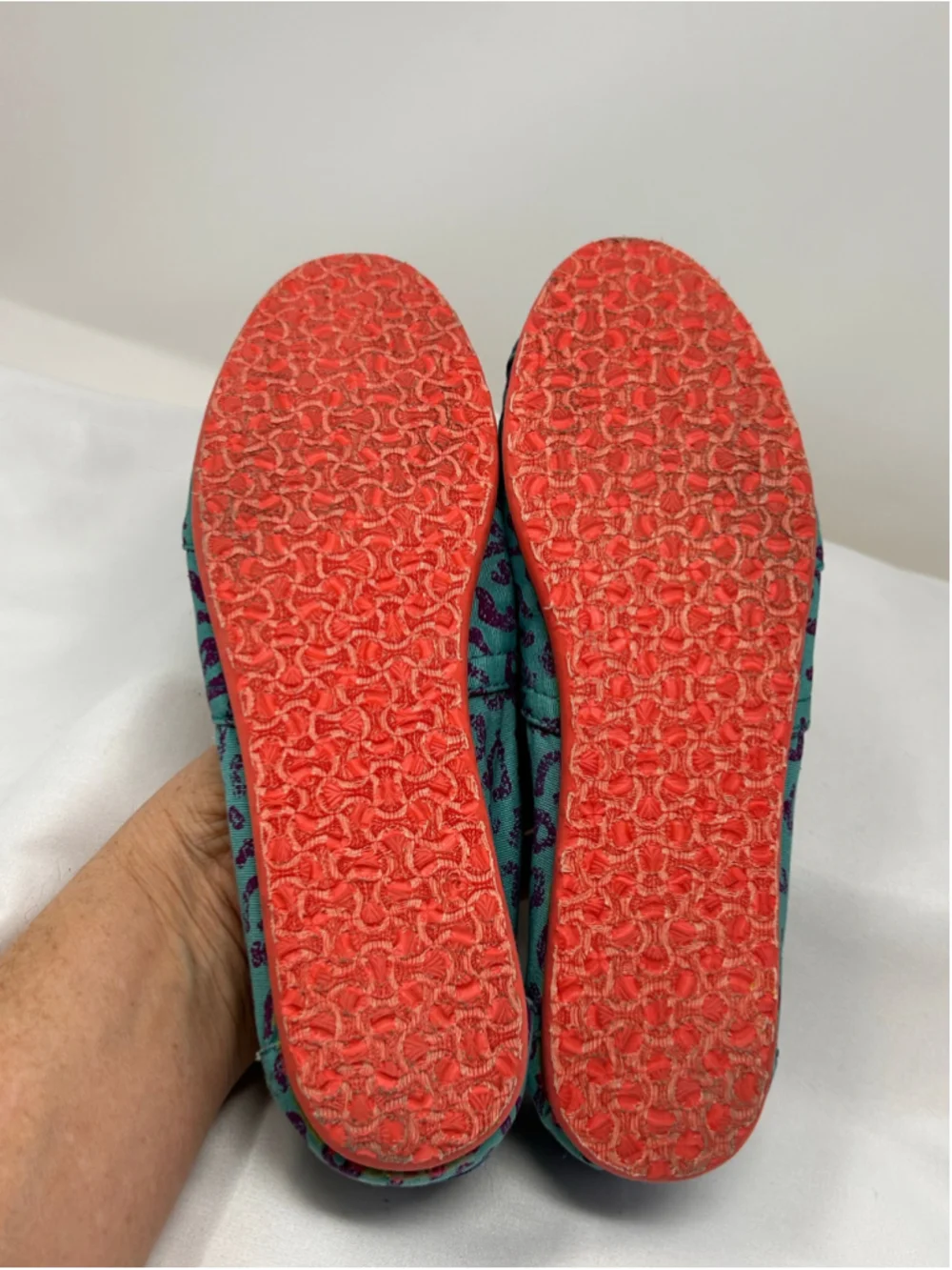 TOMS Teal Purple Leopard Print Alpargata Slip-On Flats Size 7